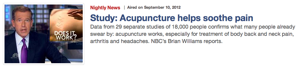 Acupuncture helps soothie pain