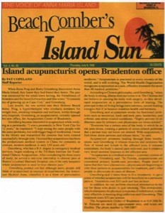 Island Sun article on acupuncture and Barry Greenberg